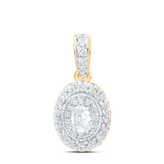 14kt Yellow Gold 3/8 Cttw Natural Diamond Fashion Oval Pendant