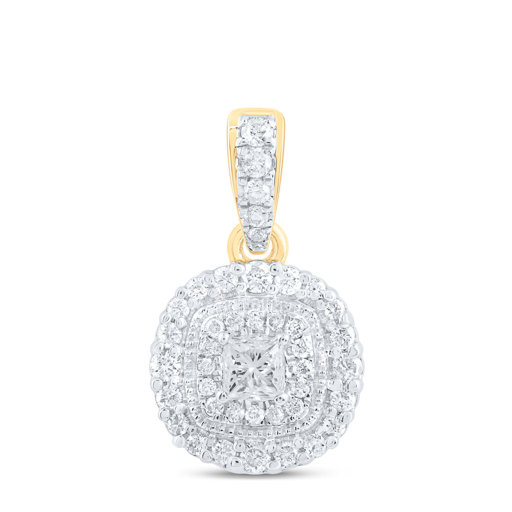 14kt Yellow Gold 3/8 Cttw Natural Diamond Fashion Cushion Pendant