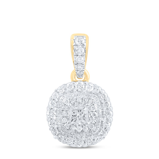 14kt Yellow Gold 3/8 Cttw Natural Diamond Fashion Cushion Pendant