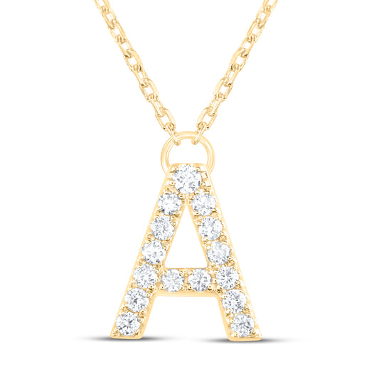 14kt Yellow Or White Gold Natural Diamond Ana M Initial Fashion Necklace, Length: 16 Inch