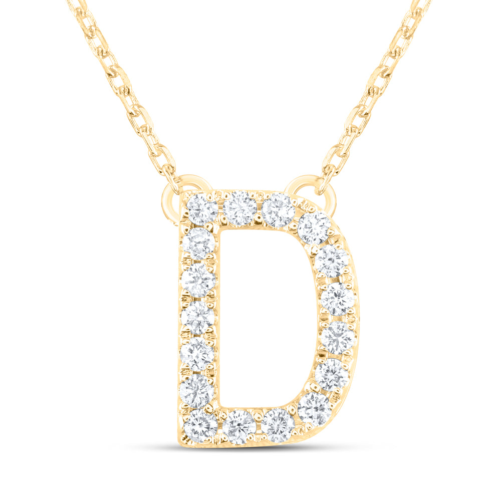 14K Yellow Gold 1/5Ctw Natural Diamond Ana M Initial Fashion Necklace (16 Inch)