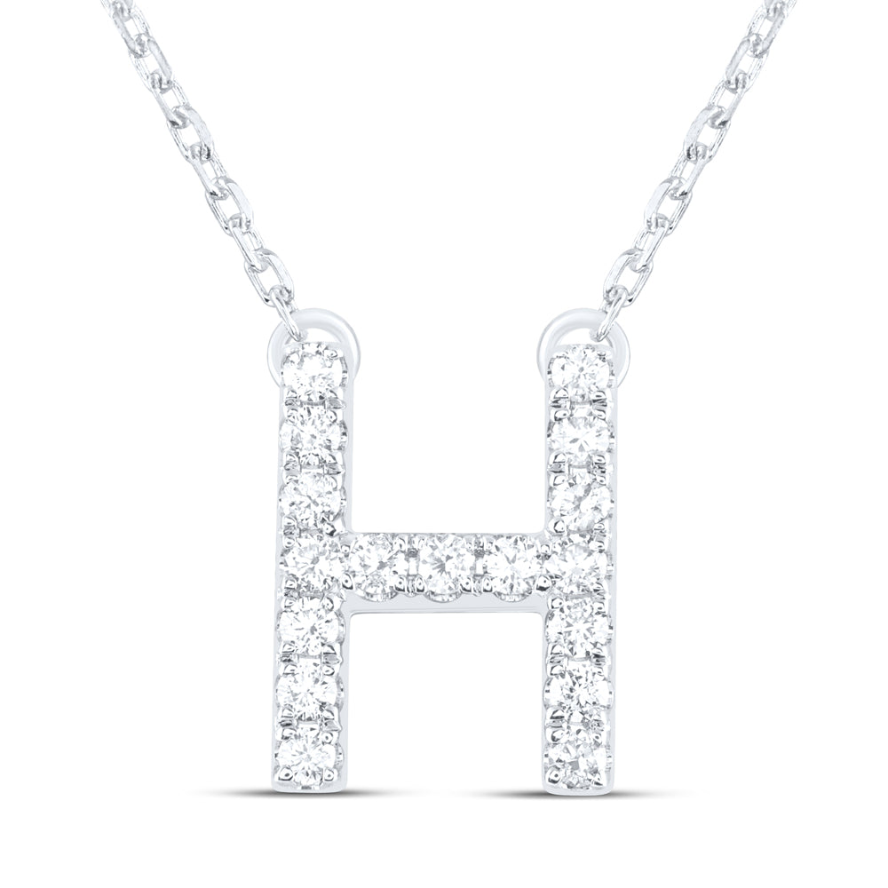 14kt Yellow Or White Gold Natural Diamond Ana M Initial Fashion Necklace, Length: 16 Inch