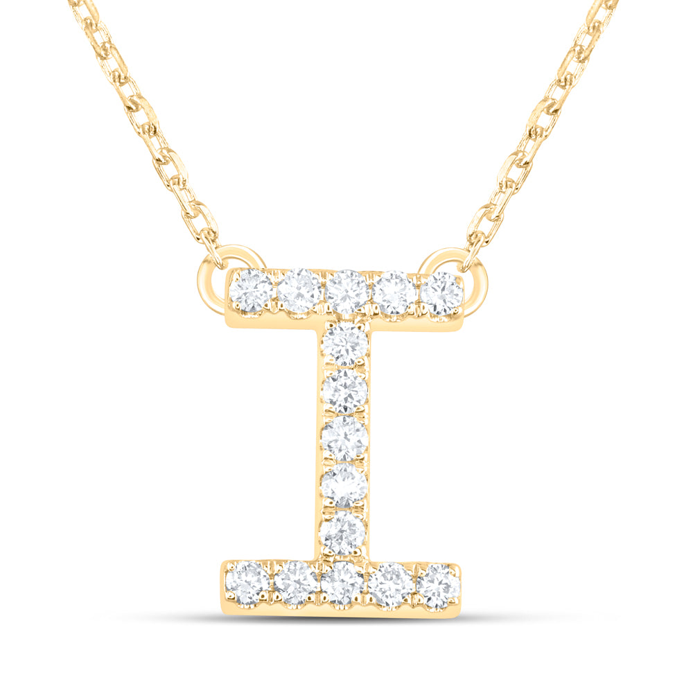 14kt Yellow Or White Gold Natural Diamond Ana M Initial Fashion Necklace, Length: 16 Inch