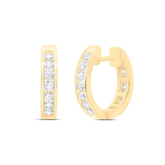 14kt Yellow Gold 7/8 Cttw Natural Diamond Fashion High Hoops Earring