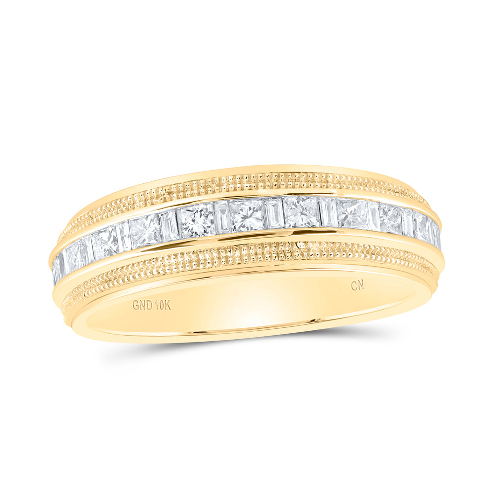 10kt Yellow Gold 3/4 Cttw Natural Diamond Fashion Mens Ring, Men Size: 8-12