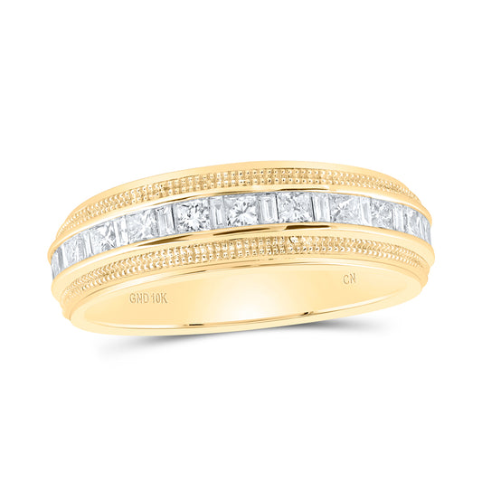 10kt Yellow Gold 3/4 Cttw Natural Diamond Fashion Mens Ring, Men Size: 8-12