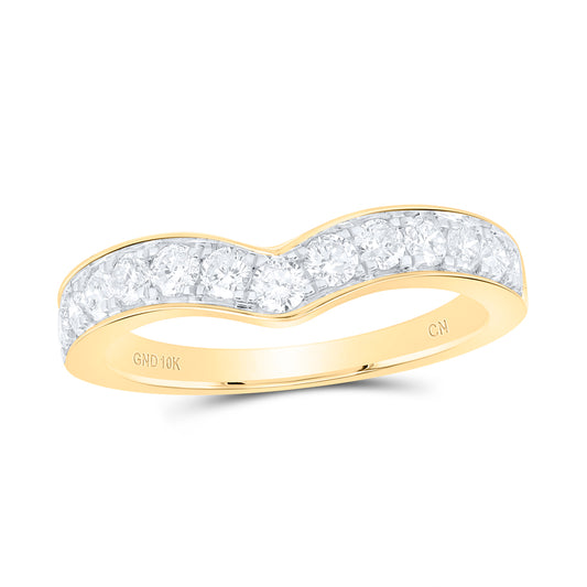 10kt Yellow Gold 5/8 Cttw Natural Diamond Fashion Curve Wedding Engagement Anniversary Band, Women Size: 5-9