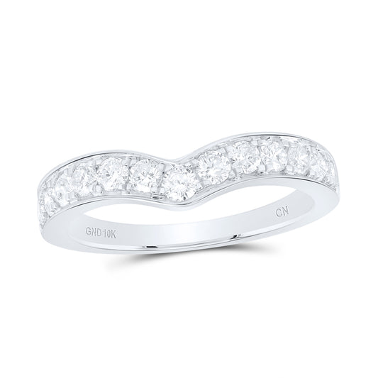 10kt White Gold 5/8 Cttw Natural Diamond Fashion Curve Wedding Engagement Anniversary Band, Women Size: 5-9