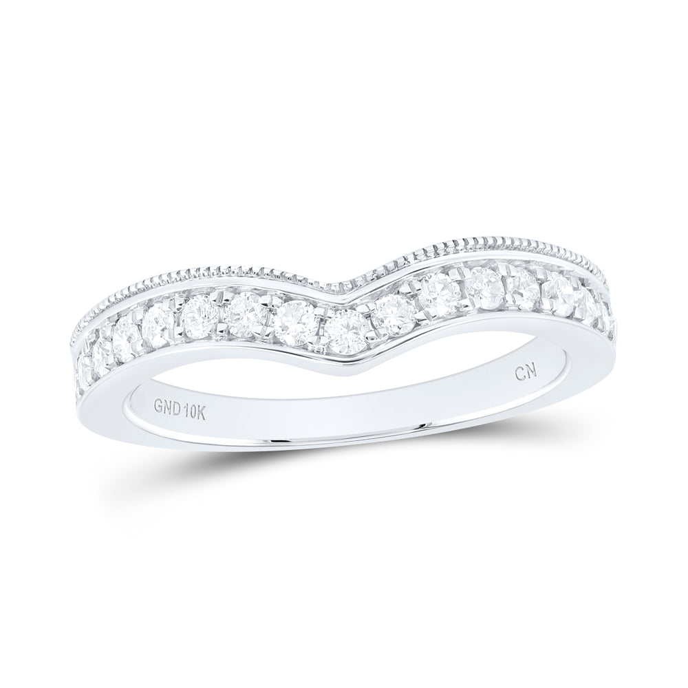 10kt White Gold 3/8 Cttw Natural Diamond Fashion Curve Wedding Engagement Anniversary Band, Women Size: 5-9