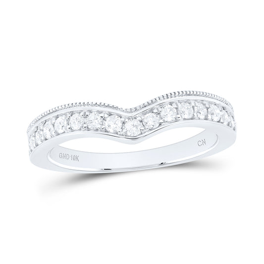 10kt White Gold 3/8 Cttw Natural Diamond Fashion Curve Wedding Engagement Anniversary Band, Women Size: 5-9