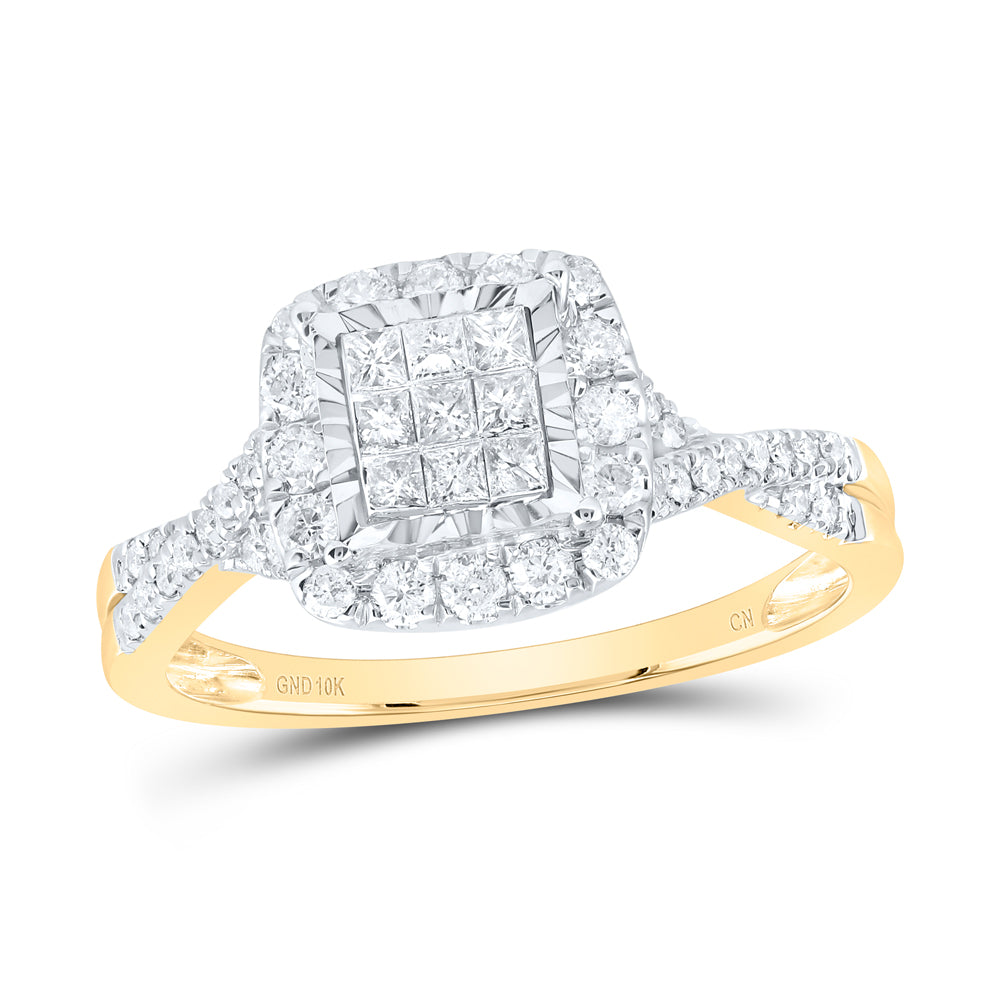 10K Yellow Gold 1/2 Ctw Natural Diamond Fashion Ring, Womens Size: 5-9