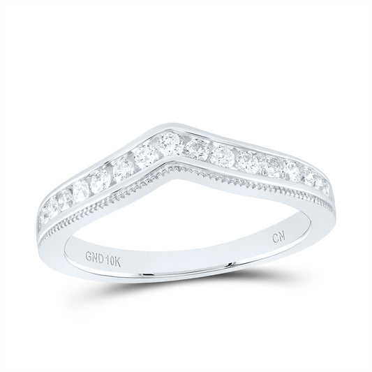 10kt White Gold 3/8 Cttw Natural Diamond Fashion Curve Wedding Engagement Anniversary Band, Women Size: 5-9
