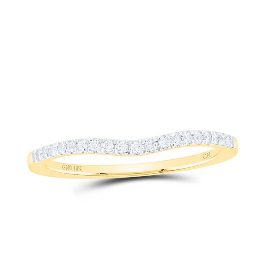 10kt Yellow Gold 1/10 Cttw Natural Diamond Fashion Curve Wedding Engagement Anniversary Band, Women Size: 5-9