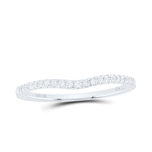 10kt White Gold 1/10 Cttw Natural Diamond Fashion Curve Wedding Engagement Anniversary Band, Women Size: 5-9