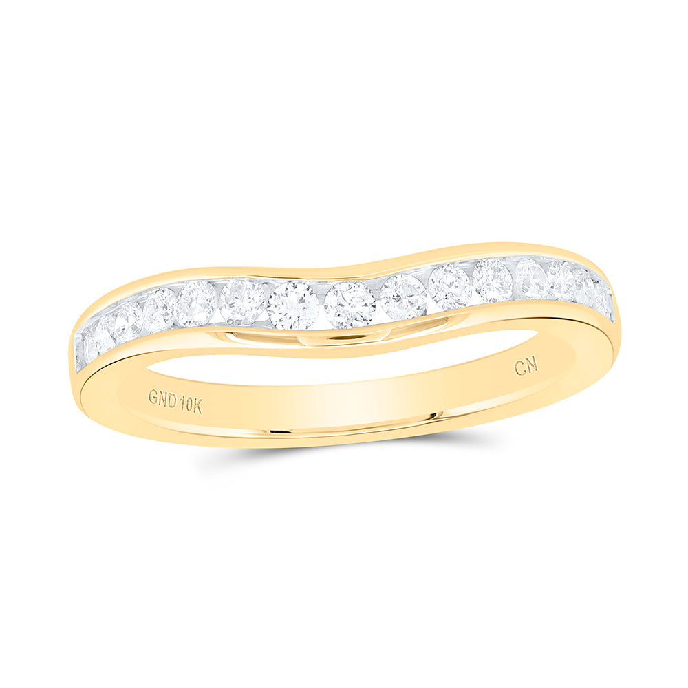 10kt Yellow Gold 1/3 Cttw Natural Diamond Fashion Curve Wedding Engagement Anniversary Band, Women Size: 5-9