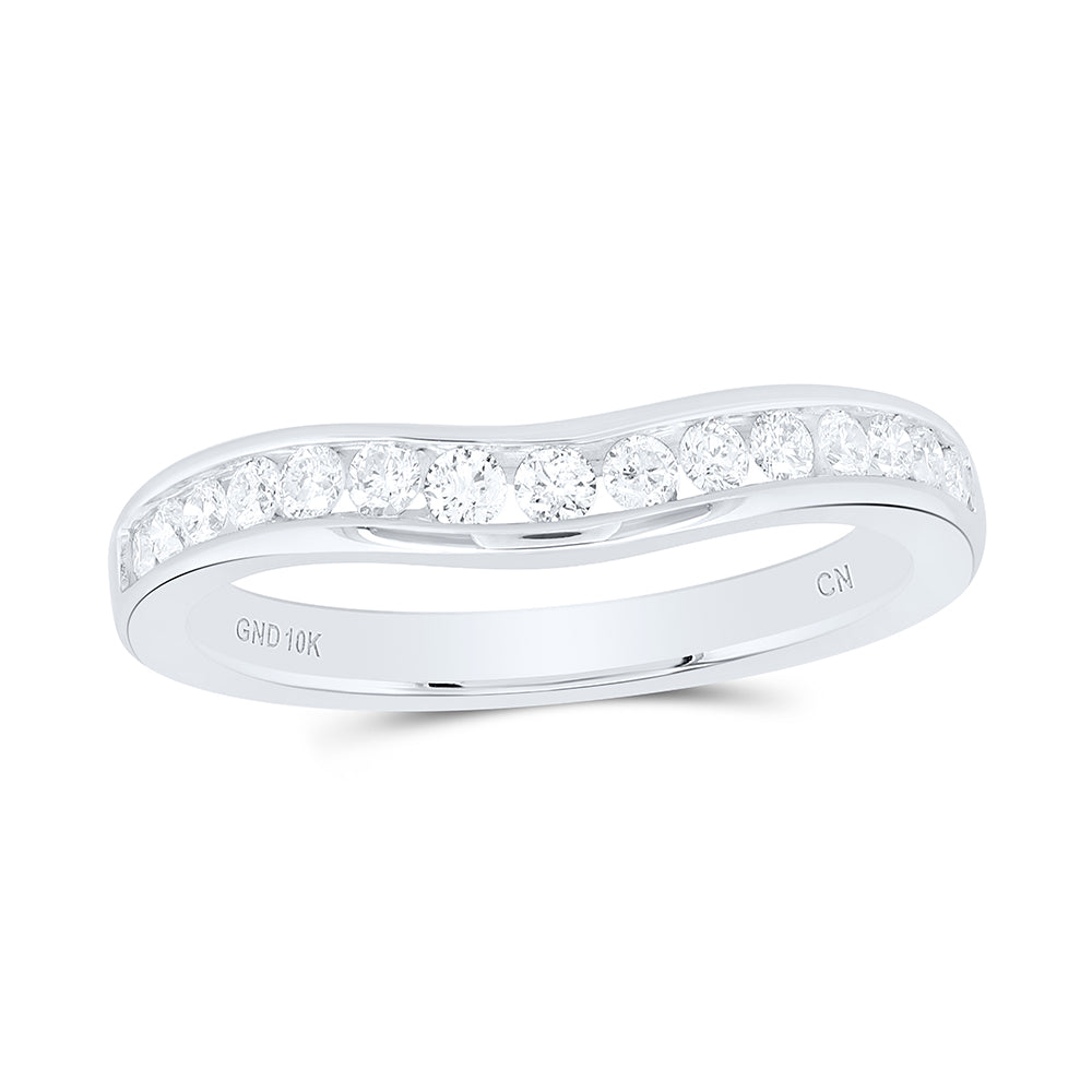 10kt White Gold 1/3 Cttw Natural Diamond Fashion Curve Wedding Engagement Anniversary Band, Women Size: 5-9