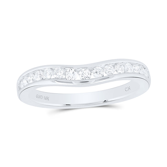 10kt White Gold 1/3 Cttw Natural Diamond Fashion Curve Wedding Engagement Anniversary Band, Women Size: 5-9