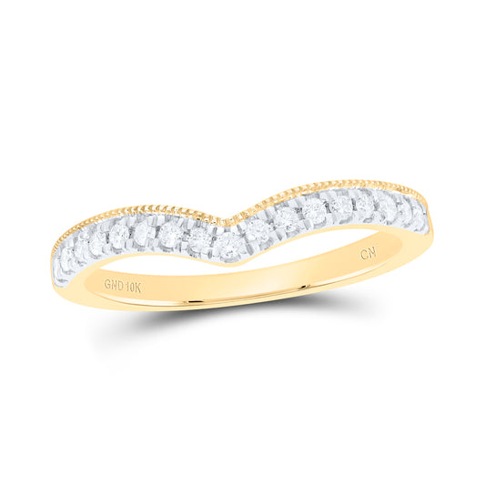 10kt Yellow Gold 1/5 Cttw Natural Diamond Fashion Curve Wedding Engagement Anniversary Band, Women Size: 5-9
