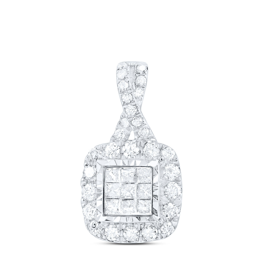 10kt White Gold 1/2 Cttw Natural Diamond Fashion Pendant