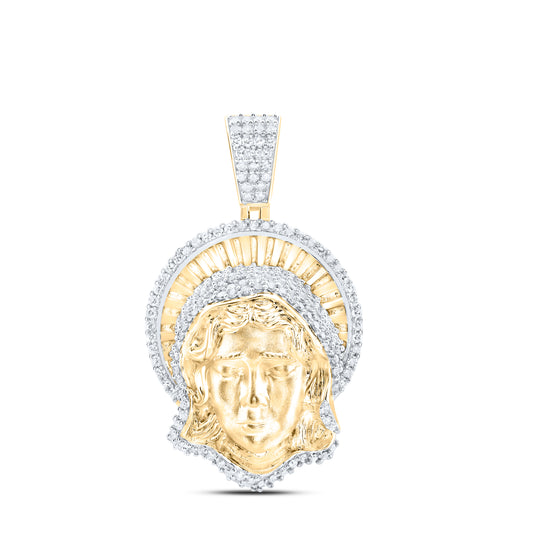 10kt Yellow Gold 1 Cttw Natural Diamond Mother Mary Mens Charm