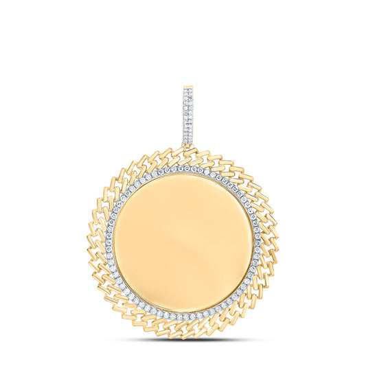 10kt Yellow Gold 1 3/8 Cttw Natural Diamond Fashion Cuban Round Memory Pendant