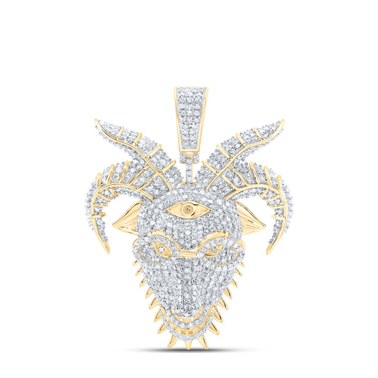 10kt Yellow Gold 2 Cttw Natural Diamond Goat Mens Charm