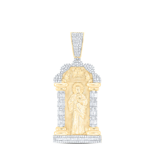 14kt Yellow Gold 1 1/3 Cttw Diamond St.jude Mens Charm