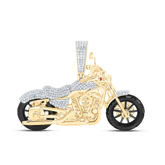 10kt Yellow Gold 2 Cttw Natural Diamond Bike Mens Charm
