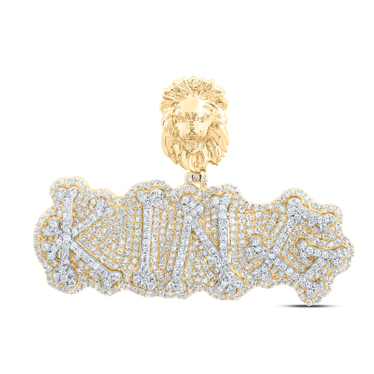 10kt Yellow Gold 2 Cttw Natural Diamond King Lion Mens Charm