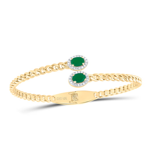 10kt Yellow Or White Gold Natural Diamond 6x4 Mm Oval Synthetic Bangle (60x48mm)