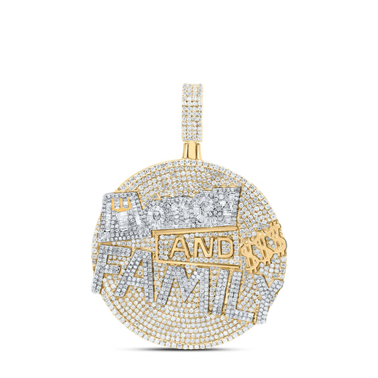 10kt Yellow Gold 4 5/8 Cttw Natural Diamond Money And Family Mens Charm