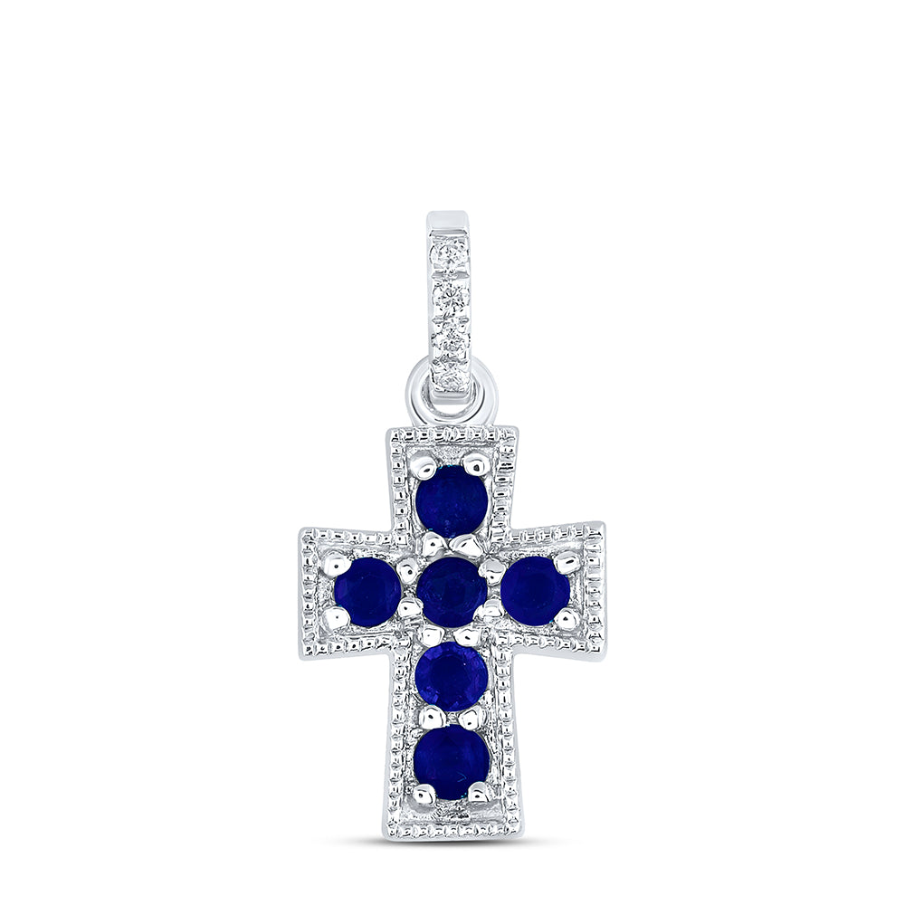 14kt Yellow Or White Or Rose Gold Natural Diamond Ana M Round Natural Gem Cross Pendant