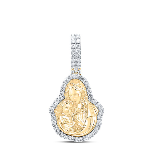 10kt Yellow Gold 1 Cttw Natural Diamond Mary Christ Mens Charm