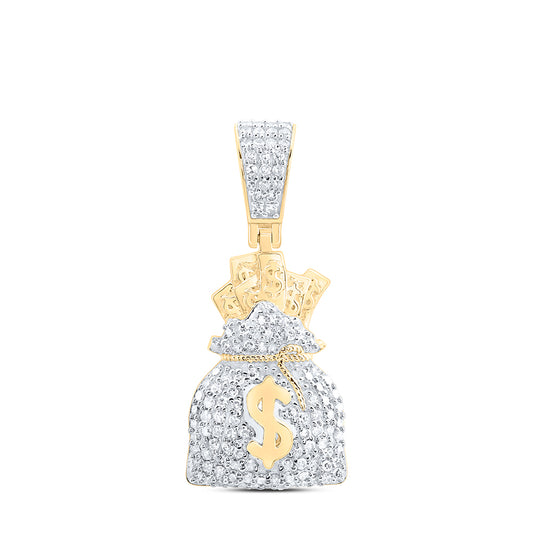 10kt Yellow Gold 5/8 Cttw Natural Diamond Money Bag Mens Charm