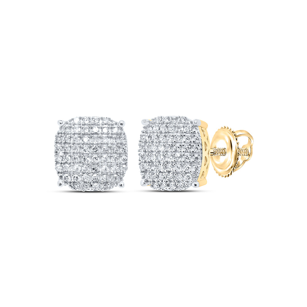 10kt Yellow Gold 1/2 Cttw Natural Diamond Cushion Mens Earring
