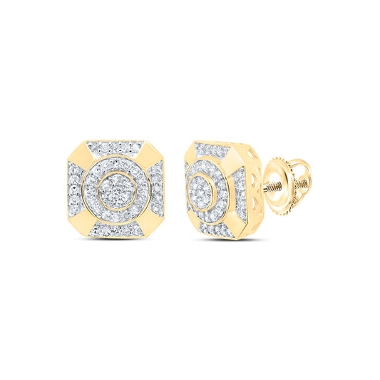 10kt Yellow Gold 3/8 Cttw Natural Diamond Octagon Mens Earring
