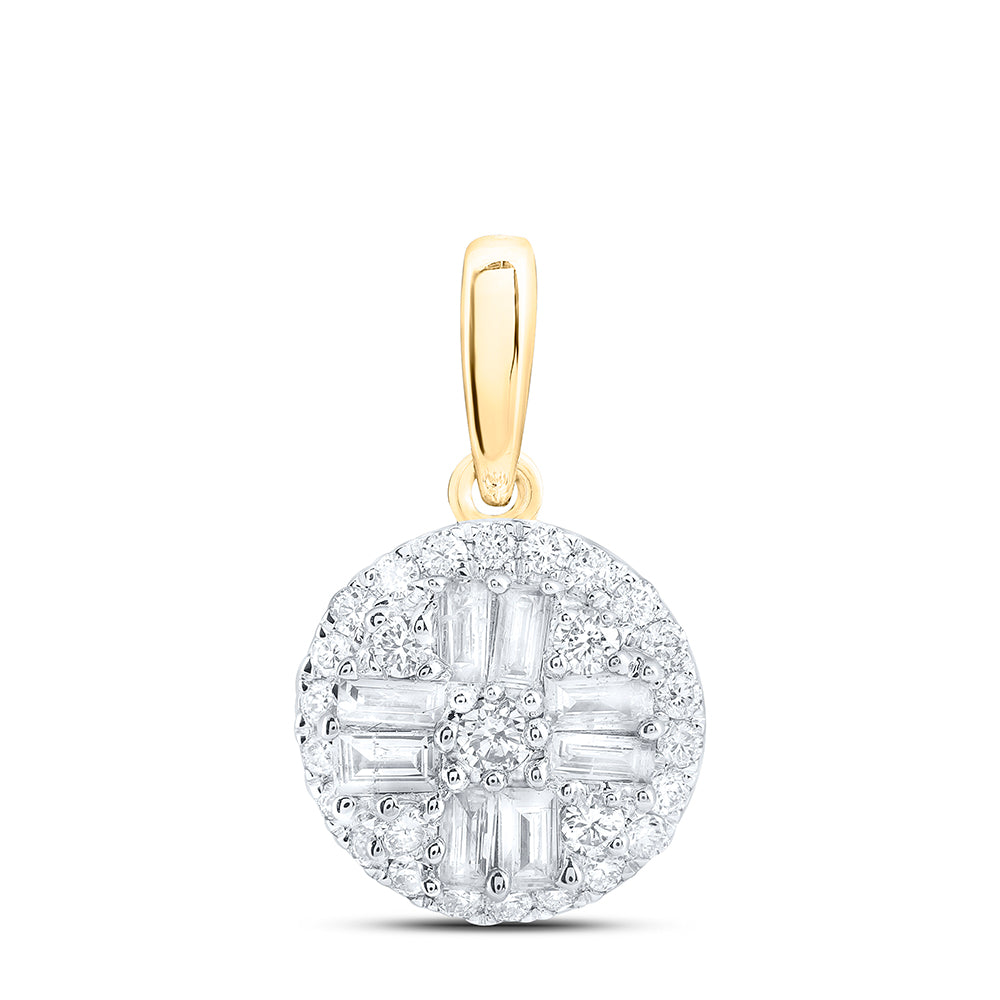 14kt Yellow Gold 1/3 Cttw Natural Diamond Ana M Fashion Round Baguette Pendant