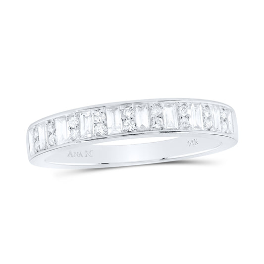 14kt White Gold 1/3 Cttw Natural Diamond Ana M Fashion Baguette Wedding Engagement Anniversary Ring, Women Size: 5-9