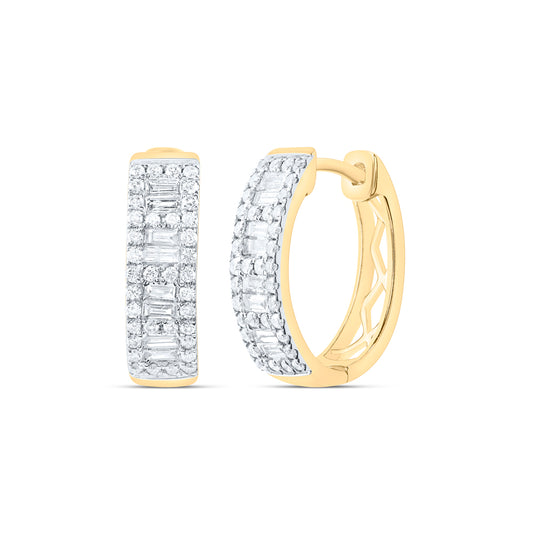 14kt Yellow Gold 5/8 Cttw Natural Diamond Ana M Fashion Baguette Hoop Earring