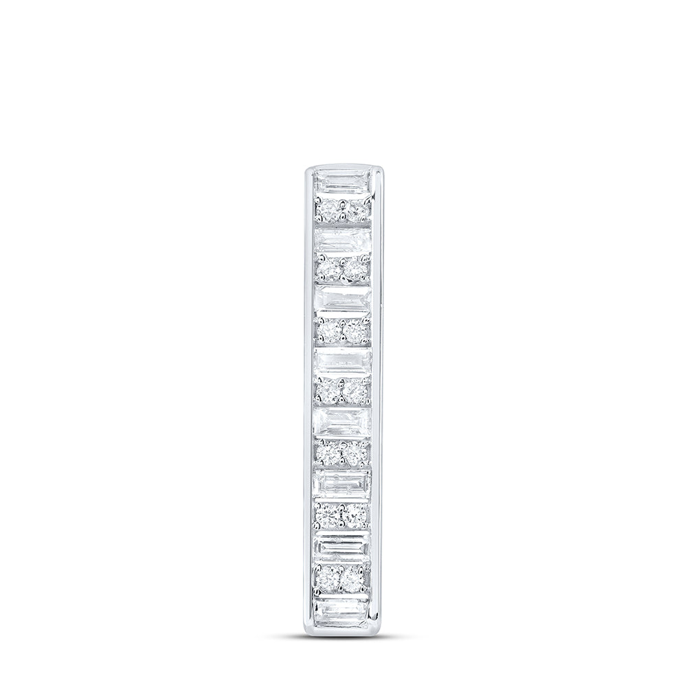 14kt White Gold 1/4 Cttw Natural Diamond Ana M Fashion Baguette Pendant