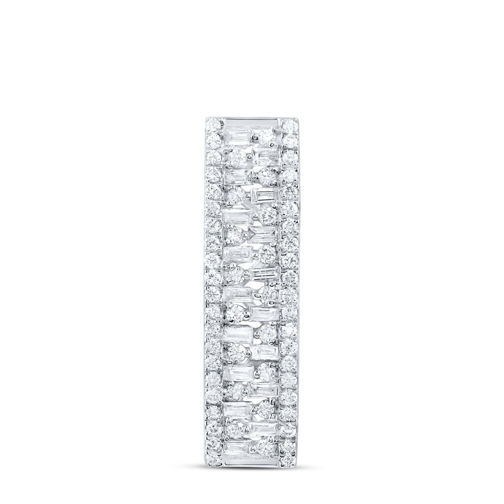 14kt White Gold 3/8 Cttw Natural Diamond Ana M Fashion Baguette Pendant