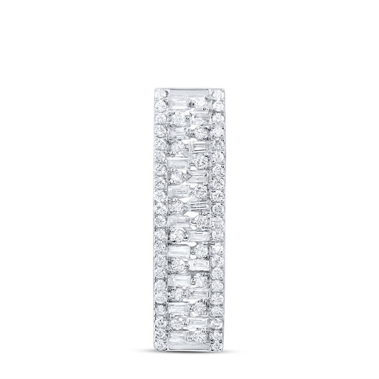 14kt White Gold 3/8 Cttw Natural Diamond Ana M Fashion Baguette Pendant