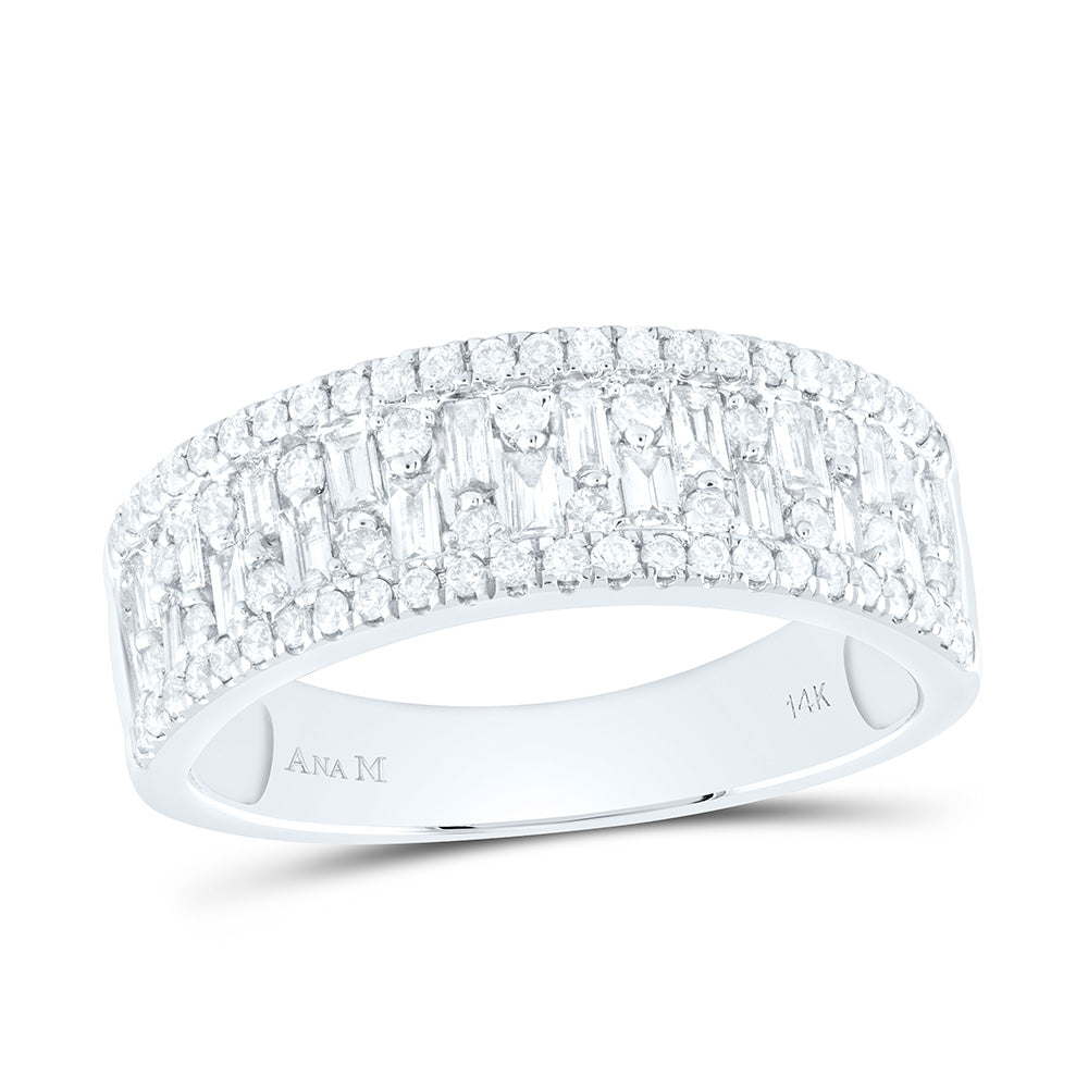 14kt White Gold 3/4 Cttw Natural Diamond Ana M Fashion Baguette Wedding Engagement Anniversary Ring, Women Size: 5-9