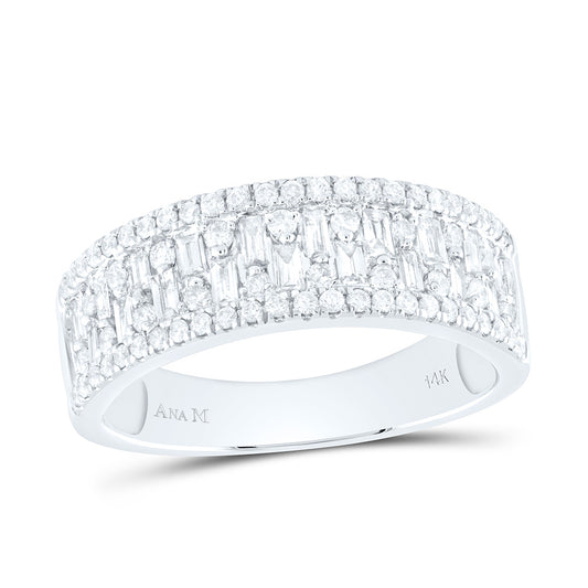 14kt White Gold 3/4 Cttw Natural Diamond Ana M Fashion Baguette Wedding Engagement Anniversary Ring, Women Size: 5-9