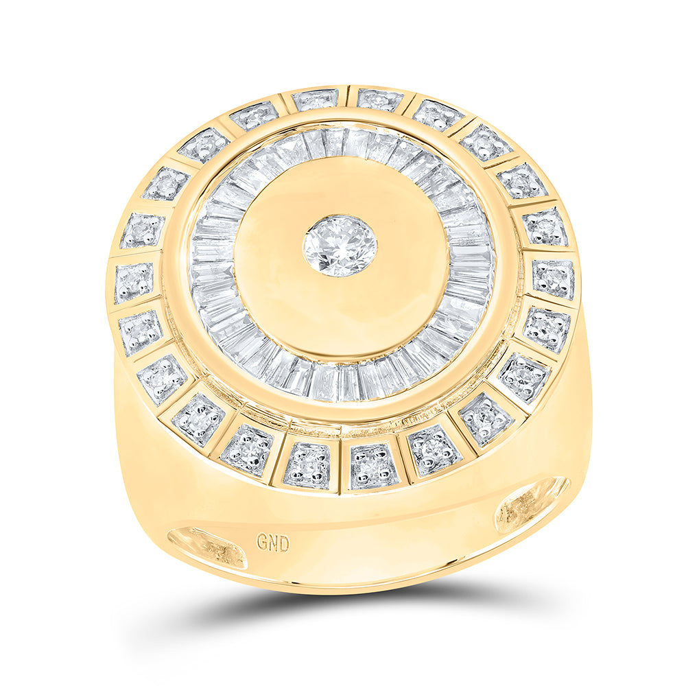 10kt Yellow Gold 1 Cttw Diamond Mens Ring, Men Size: 8-12