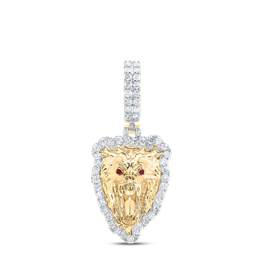 10kt Yellow Gold 3/4 Cttw Natural Diamond Wolf Mens Charm