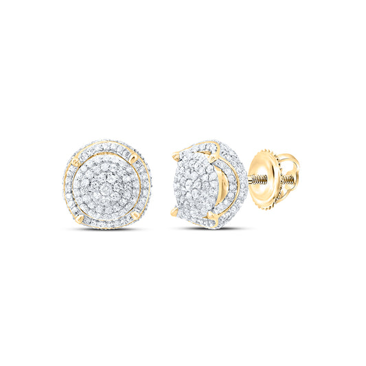 10kt Yellow Gold 1 1/2 Cttw Natural Diamond Round Mens Earring