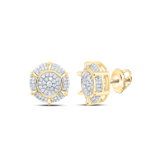 10kt Yellow Gold 1/2 Cttw Natural Diamond Round Mens Earring