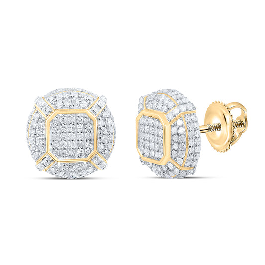 10kt Yellow Gold 1 Cttw Natural Diamond Round Mens Earring