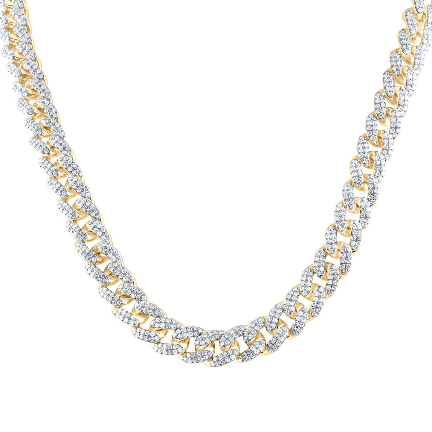 14K Yellow Or White Gold 25 1/3Ctw Natural Diamond Am 12 Mm Cuban Mens Chain(22 Inch)